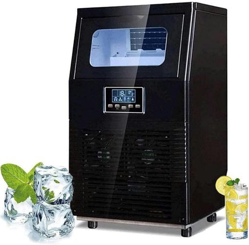 Ice Cube Makers, ice Cube Maker Commercial Ice Machine, 200w,55kg/24h,Freestanding,Portable Stainless Steel Ice Maker Machine Under Counter Ice Machine,for Restaurants Bars