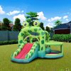 GT-Wheel Inflatable Froggy Design Bouncy Castle, Bouncing Slide with Bobo Pool, Green