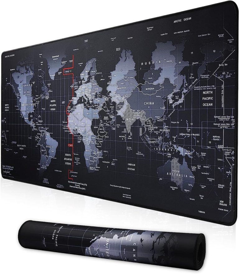 SKY-TOUCH Gaming Mouse Pad 90x40cm, Anti-Skid Mouse Mat, World Map Mousepad Rubber Base and Stitched Edges for Gamers Office