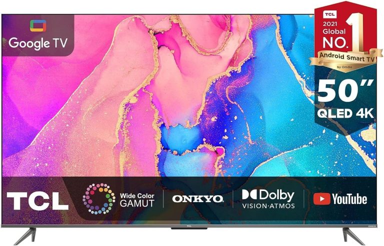 TCL 50 Inch TV 4K Ultra HD QLED Smart TV Dolby Vision IQ-Atmos HDR 10+ Game Master Wide Colour Gamut Onkyo Audio Quantum Dot Technology - 50C635 (2022 Model)