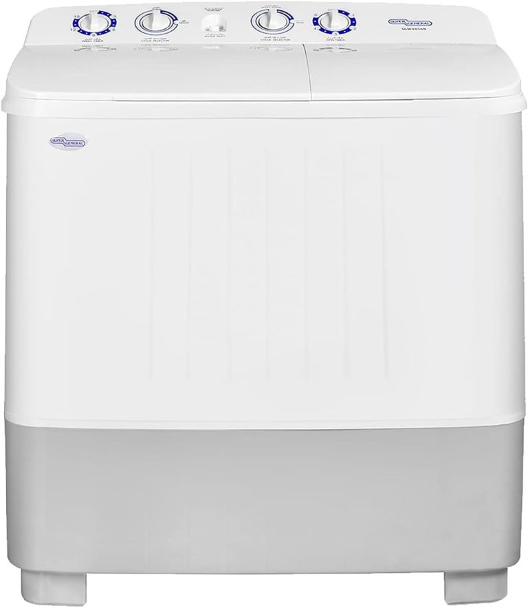 Super General 10 kg Twin-tub Semi-Automatic Washing Machine, White, efficient Top-Load Washer with Low noise gear box, Spin-Dry, SGW-1056-N, 84 x 49 x 92 cm, 1 Year Warranty