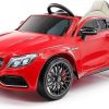 Kids Mercedes C63S 12V7 Power Children Ride-On Car with R/C Parental Remote + EVA Foam Rubber Wheels + Leather Seat + MP3 USB Music Player + LED Lights (Red)