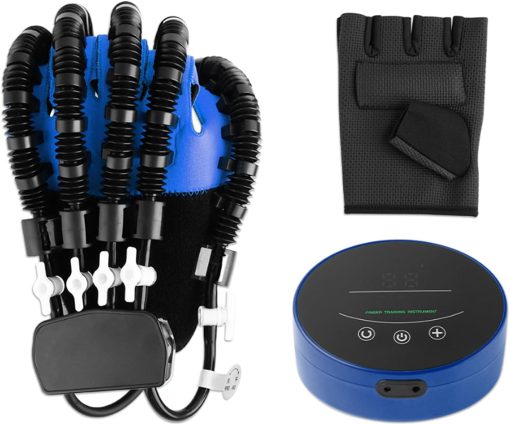 Rehabilitation Robot Gloves,Hemiplegia Finger Rehabilitation Trainer,Hand Function Recovery Finger Trainer with Wired Mirrored Gloves,LeftXL