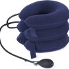 MIXDE Cervical Neck Traction Device Inflatable Neck Support, Adjustable Neck Brace is Good for Spine Alignment and Chronic Neck Pain Relief, Traction Collar is Easy to Use at Home or Office (Blue)