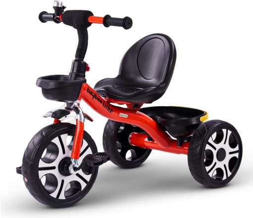 Baybee Coaster Baby Tricycle for Kids, Smart Plug n Play Kids Cycle with Front & Rear Storage Baskets | Baby Tricycle | Tricycle for Kids 2 to 5 Years Boys Girls (Red)