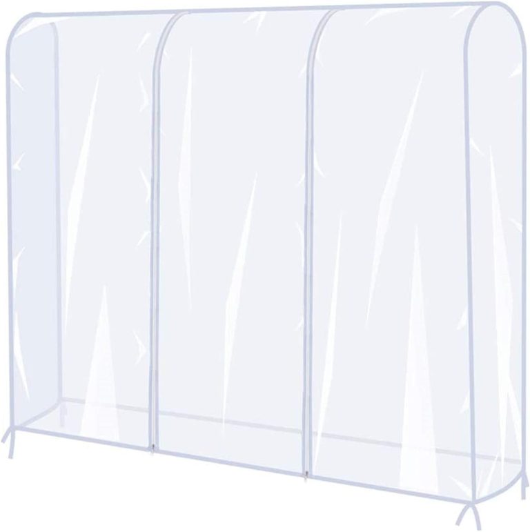 U-HOOME Garment Rack Cover, U-HOOME Transparent Clothes Rail Cover, Garment Coat Hanger Protector Clothing Storage for Dresses, Suits, Coats, and More