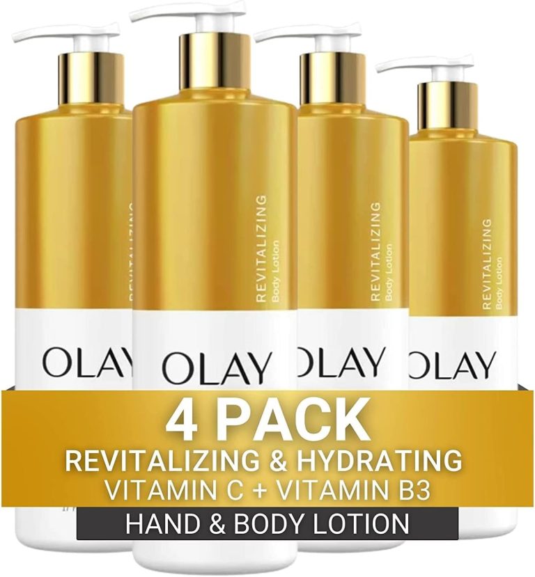 Olay Revitalizing & Hydrating Body Lotion for Women with Lightweight Vitamin C, Visibly Improves Skin, 17 fl oz (Pack of 4)