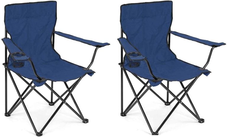 ECVV (2 Pcs) Portable Folding Beach Chair Multi-Purpose Camping Chair for Adult, Lightweight Patio Lawn Quad Chair for Outdoor Travel Picnic Hiking Supports110kgs Load With Carry Bag |Random Color|