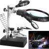 eWINNER 2.5X 7.5X 10X LED Light Helping Hands Magnifier Soldering Station,Magnifying Glass Stand with Auxiliary Clamp and Alligator Clips