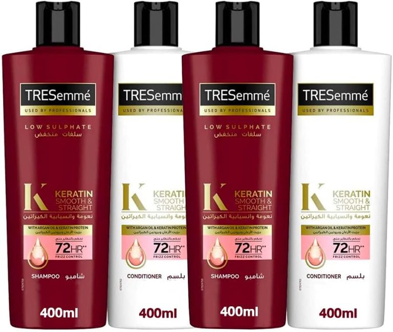 TRESemme Keratin Smooth and Straight Shampoo with Argan Oil, 400ml (Pack of 2) + TRESemme Keratin Smooth and Straight Conditioner, 400ml (Pack of 2)