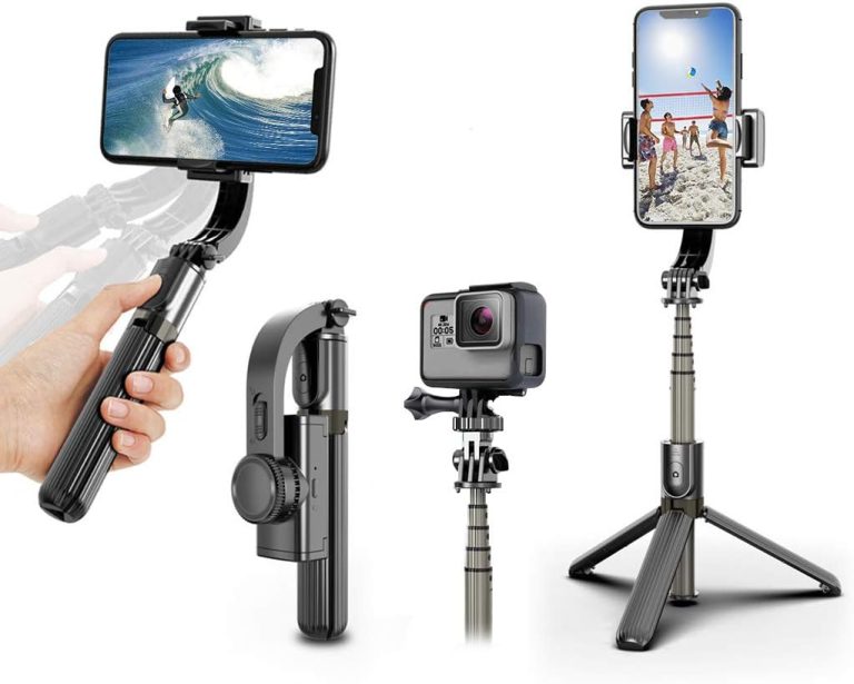 upxon Selfie Stick Gimbal Stabilizer, 360° Rotation Tripod with Wireless Remote, Portable Phone Holder, Auto Balance 1-Axis Gimbal for Smartphones Tiktok Vlog Youtuber Live Video Record