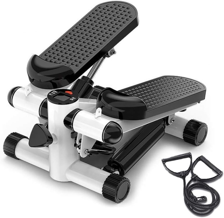 Mini Stepper Trainer Adjustable Height Stepper Exercise Machine with Resistance Bands and LCD Monitor Air Climber Stepping Fitness Machine