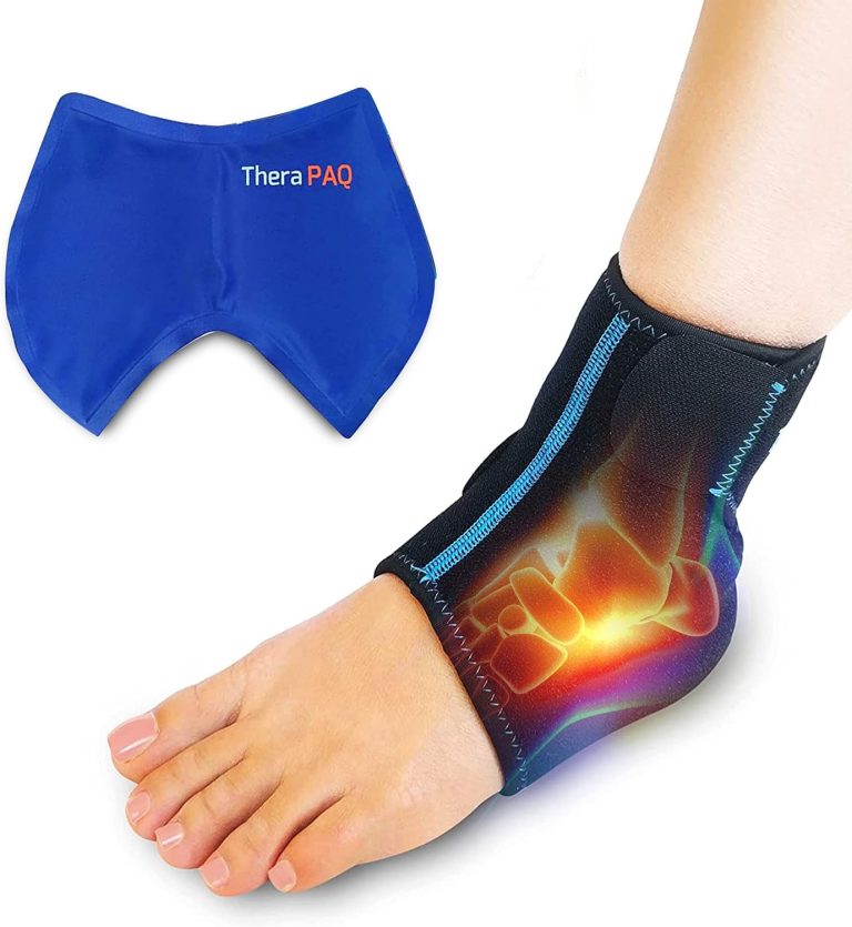 Foot & Ankle Ice Wrap with Hot & Cold Gel Pack by TheraPAQ | Adjustable Brace, Multi-Purpose, Microwaveable, Freezable and Reusable (XS-XL)