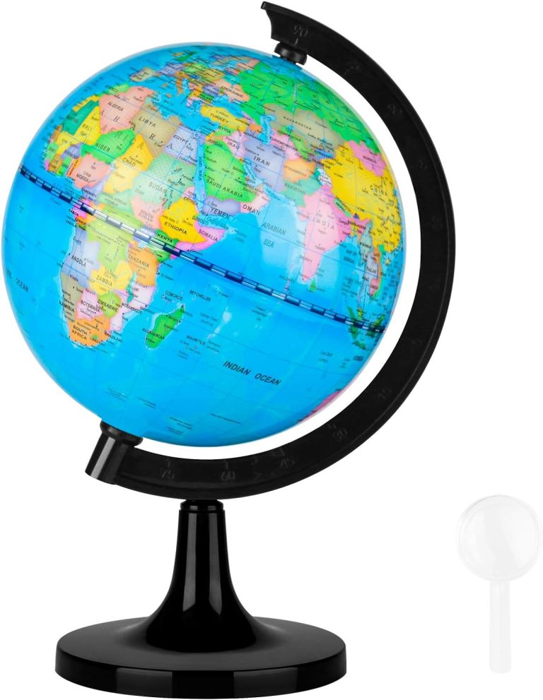 Fun Lites 14CM World Globe for Kids Learning, Educational Rotating World Map Globes Mini Size Decorative Earth Children Globe for Classroom Geography Teaching, Desk & Office Decoration