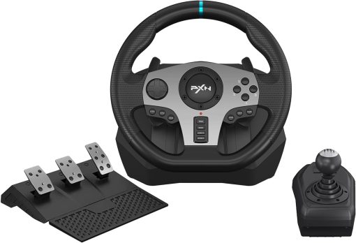 PXN V9 PC Racing Wheel, 270/900° Game Steering Wheel Dual-Motor Feedback Driving with Pedals and Joystick Steering Wheel for PC PS3/PS4/N-Switch/