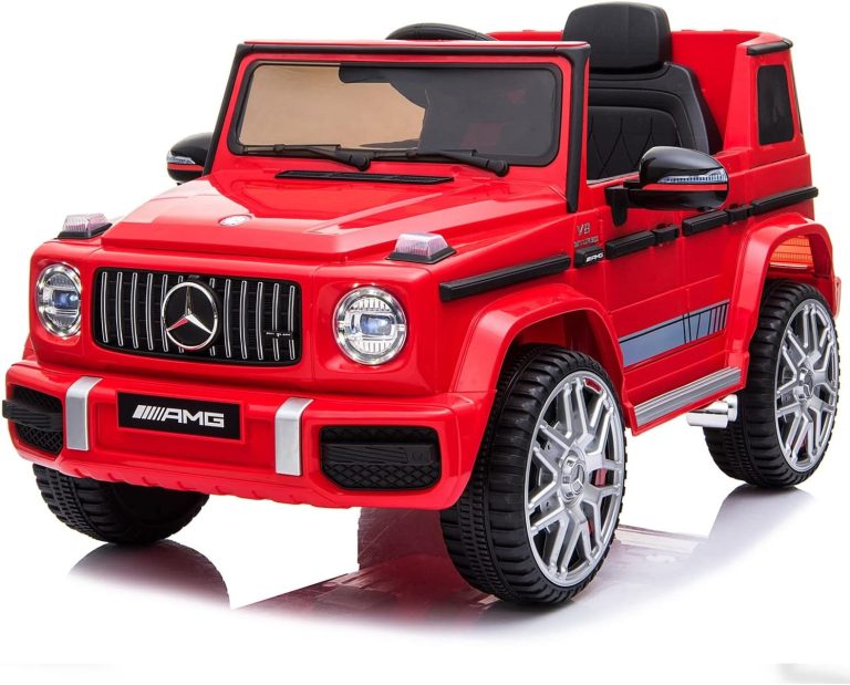 OLAMPIYA Oficial licensed 12V AMG Kids Black rc realastic tire G63 Electric Ride-On Car-RED