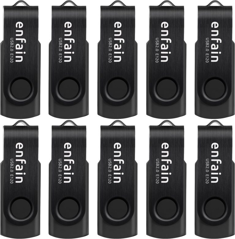 Enfain USB 2.0 8GB Flash Drives 10 Pack All Black