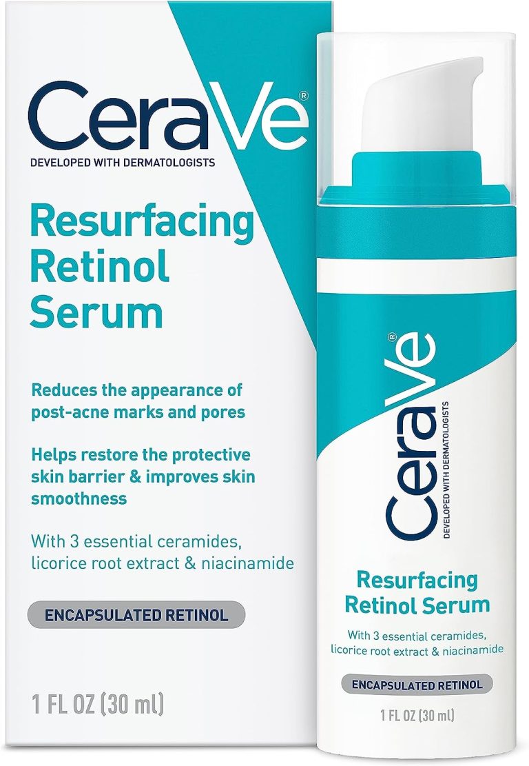 CeraVe Retinol Serum for Post-Acne Marks and Skin Texture | Pore Refining, Resurfacing, Brightening Facial Serum with Retinol and Niacinamide | Fragrance Free, Paraben Free & Non-Comedogenic| 1 Oz