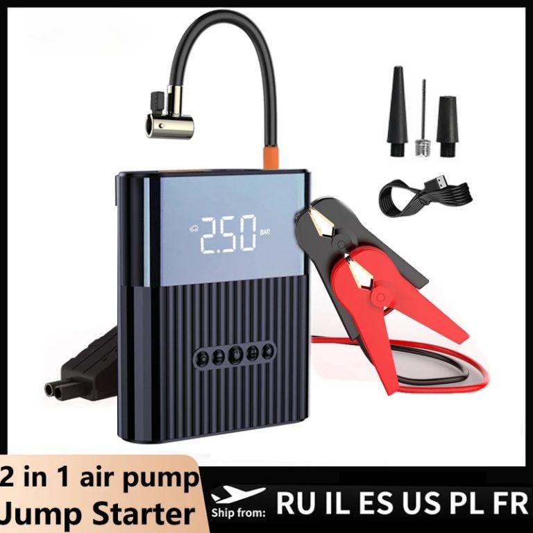 Car Jump Starter with Air Compressor Portable Starting Device Battery Power Bank Automotive Booster Start Charger Air Pump