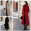 Coat Matching Add long Trench Coat with Belt Double Breasted Women's Woolen Overcoat For Spring Autumn