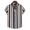 Men's Hawaiian shirt Summer stripe printed short sleeved shirts Lapel button large men street clothing Fashion casual social top