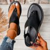 New Clip Toe Sandals Women Summer Hollow Comfortable Flats Shoes for Women Solid Color Big Size 43 Women Sandals Beach Sandals