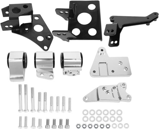 Brilluxa Aluminum Alloy Engine Mount Bracket Kit Fit For EK Chassis k swap Civic 1996-2000, K Series Engine Mount Bracket Kit Replacement