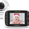 HelloBaby Video Baby Monitor with Remote Camera Pan-Tilt-Zoom, 3.2'' Color LCD Screen, Infrared Night Vision, Temperature Display, Lullaby, Two Way Audio, with Wall Mount Kit
