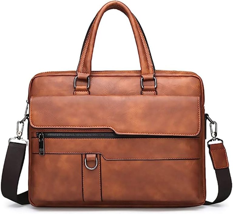 Practical 14 inch Briefcase Laptop Bag for Men - Business Leather Office Bag Messenger Bag Travel Bag for Men