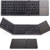 Eacam Wireless BT Keyboard Folding Keyboard Portable Ultra Slim BT Keyboard with Touchpad for Windows/Android/iOS Grey