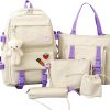 FC22 Kawaii Backpack set 5Pcs Aesthetic School Bags cute backpack set with Pendant Lunch Bag,Pencil Case,Handbag,Coin Purse