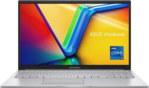 ASUS Vivobook 15 X1504ZA-NJ005W (Cool Silver), Slim Laptop, 12th Gen Intel i5 8GB 512GB SSD, WIN11 HOME, 15.6-inch OLED 16:10, 60Hz, FHD Webcam, Backlit-Eng-Arb-KB