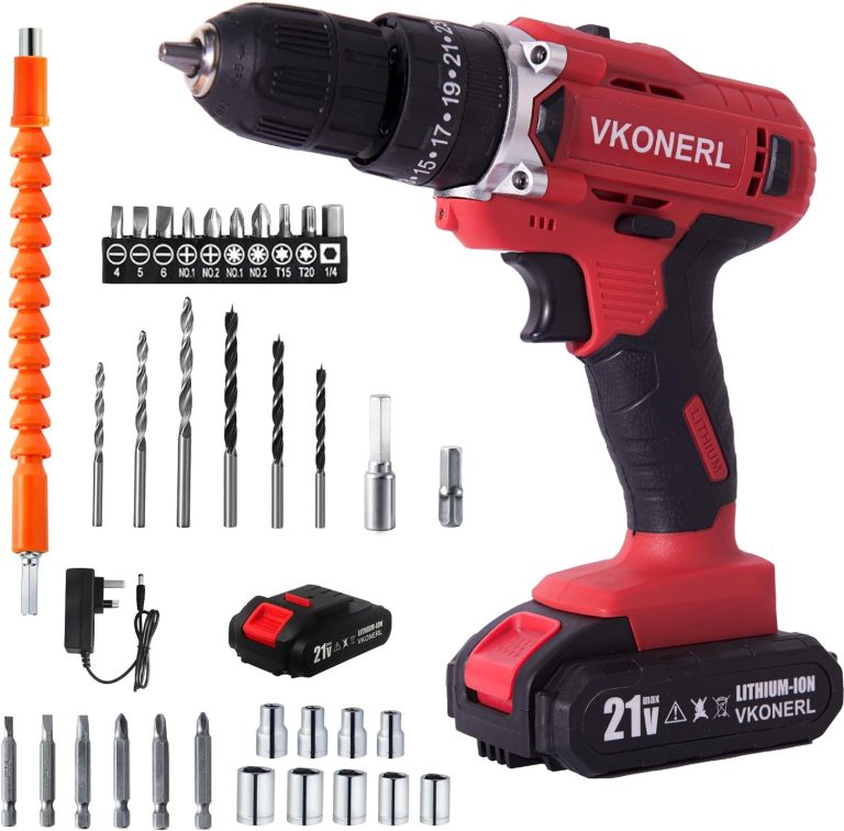 21V Cordless Drill, Cordless Power Drill Set with Battery and Charger, 3/8-Inch Keyless Chuck,2 Variable Speed,25+3 Position and 34pcs Drill/Driver Bits