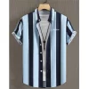 Hawaiian Beach Shirts Summer Men Shirt 3D Print Vintage Stripe Shirt Men Fashion Streetwear Short Sleeve Blouse Vocation Clothes