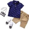 Navy Blue Top and Beige Shorts Clothing Set for Your Baby Boy