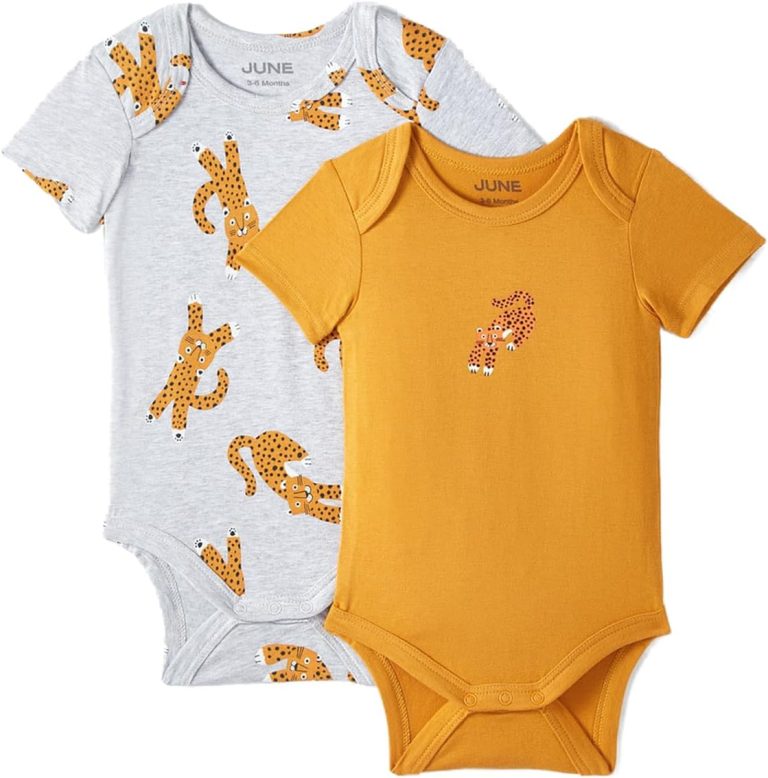 June Baby Boy Baby Tiger Patterned Short Sleeve Bodysuit