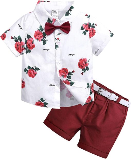 2Pcs Baby Boy Clothing Set Shirt Pant Floral Suits Fashion Cute Clothing Set 12-24 months