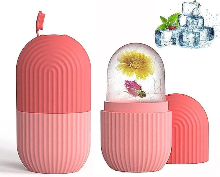 Nnewvante Ice Roller For Face,Beauty Facial Massage Ice Roller,Glow Cube Ice Roller for Face,Skin Care Tools for Eye Wrinkles, Acne Puffiness Relief (Pink)