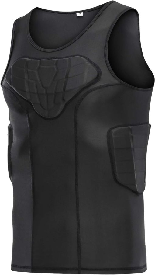 TUOY Men's Padded Quick Dry Vest with 4 Protective Shield Pad for Chest Ribs Back Protect Black