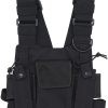 Tawcal Universal Adjustable Walkie Talkie Vest Hand Free Chest Pocket Backpack black Loose Fit, M