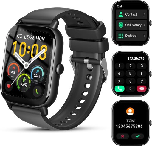 Garlo Smart Watch for Men Women, 1.85" Fitness Tracker, Heart Rate/Sleep Monitor/Pedometer, TFT HD Bluetooth, Multiple Sports Gym Modes, Waterproof Women Men Fitness Watch for Android iPhone (Black)