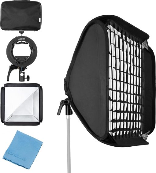 Godox 32x32inch 80x80cm Grid Strip Softbox with S2 S-Type Speedlite Bracket Bowens Mount for Godox V1 Series, AD200Pro, AD200, AD400Pro, V860II, TT350 Series Flash Speedlites