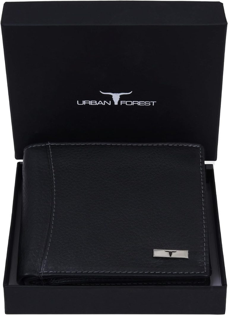 URBAN FOREST Oliver Black Leather Wallet for Men, 6 Card Slot