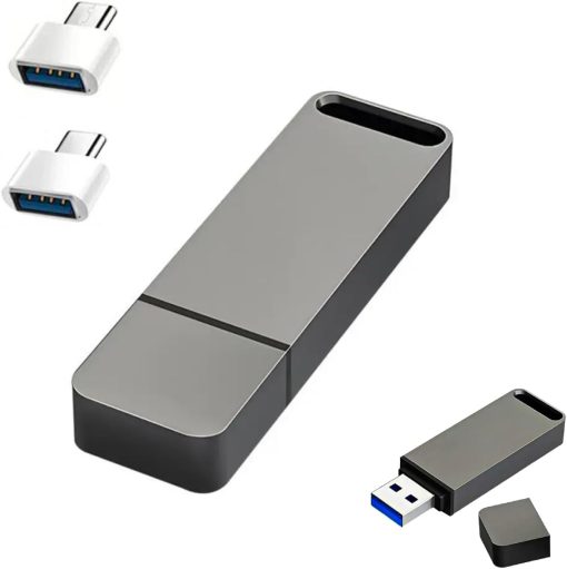 2TB USB Flash Drive 3in 1 with Keyhole and Cover with Type C and Micro Adapter Waterproof Memory OTG for Smartphones, Computers, Tablets, PC, Car and Android Devices