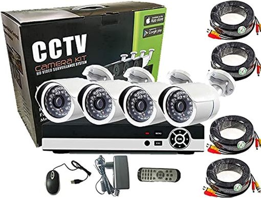 4CH AHD Camera Kit 1.3MP/720P CCTV Security Recording System Kit CCTV Kit 4PCS Metal Bullet Camera Alarm System Home Security