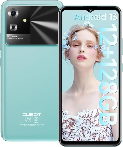 CUBOT Note 21 Unlocked Cell Phone, Android 13 Smart Phone, 12GB RAM (6GB+6GB Extended), 128GB ROM, 5200mAh Battery,6.56" HD+ Display, 50MP Rear Camera, Dual SIM (Green)