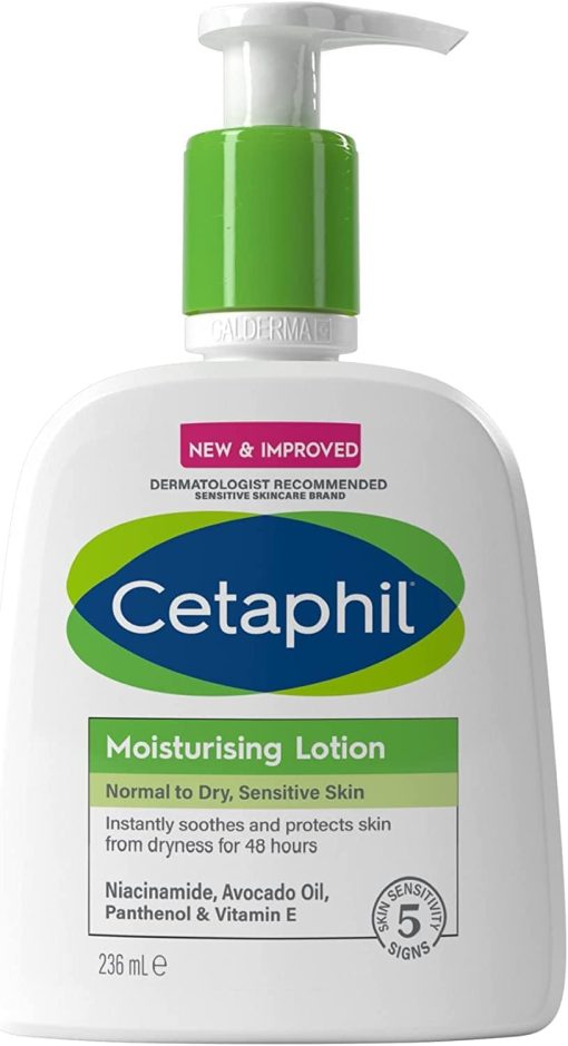 Cetaphil Moisturizing Lotion, Face & Body Moisturizer for Men & Women, Normal to Dry Sensitive Skin, Unscented, 236ml