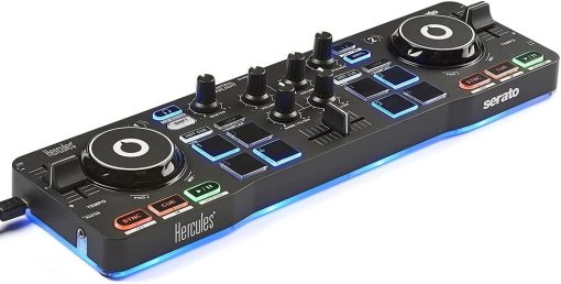 Hercules DJControl Starlight – Portable USB DJ Controller - 2 tracks with 8 pads and sound card - Serato DJ Lite included