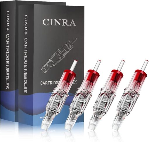 CINRA Tattoo Needle Cartridges, 40Pcs Tattoo Cartridge Needles Mix Size 5RM 7RM 9RM 11RM Curved Magnum Cartridge Tattoo Needles for Cartridge Machine Pen Tattoo Supplies