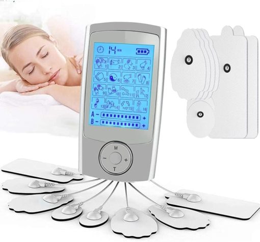 EMS & TENS Multifunctional, Rechargeable Dual Channel TENS EMS Unit 24 Modes & 20 Kinds of Strength Muscle Stimulator for Pain Relief Therapy, Electronic Pulse Massager Muscle Massager, extra pair